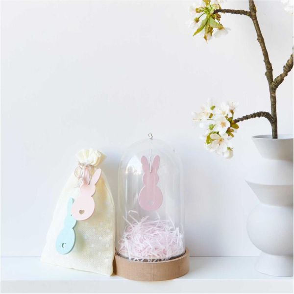 Holzhänger Hase rosa - 2 Stück