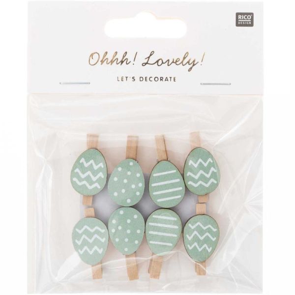 Dekoklammer Osterei mint - 8 Stück