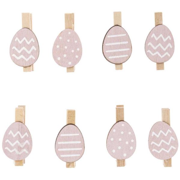 Dekoklammer Osterei rosa - 8 Stück