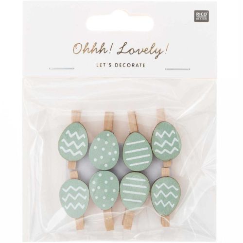 Dekoklammer Osterei mint - 8 Stück