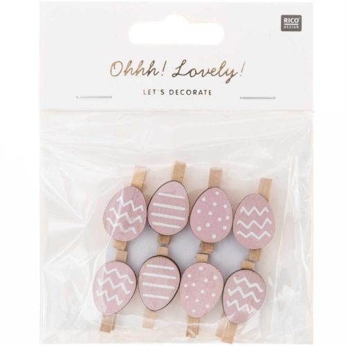 Dekoklammer Osterei rosa - 8 Stück