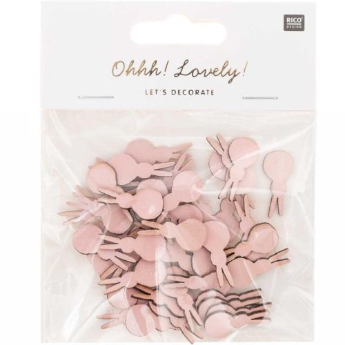 Holzstreuer Hase rosa - 48 Stück